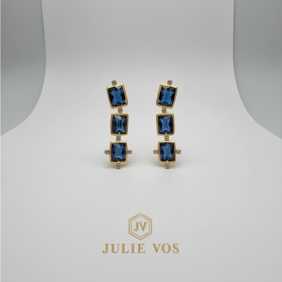 Julie Vos Jewelry - Julie Vos NWOT gold drop earrings with sapphire colored cut stones